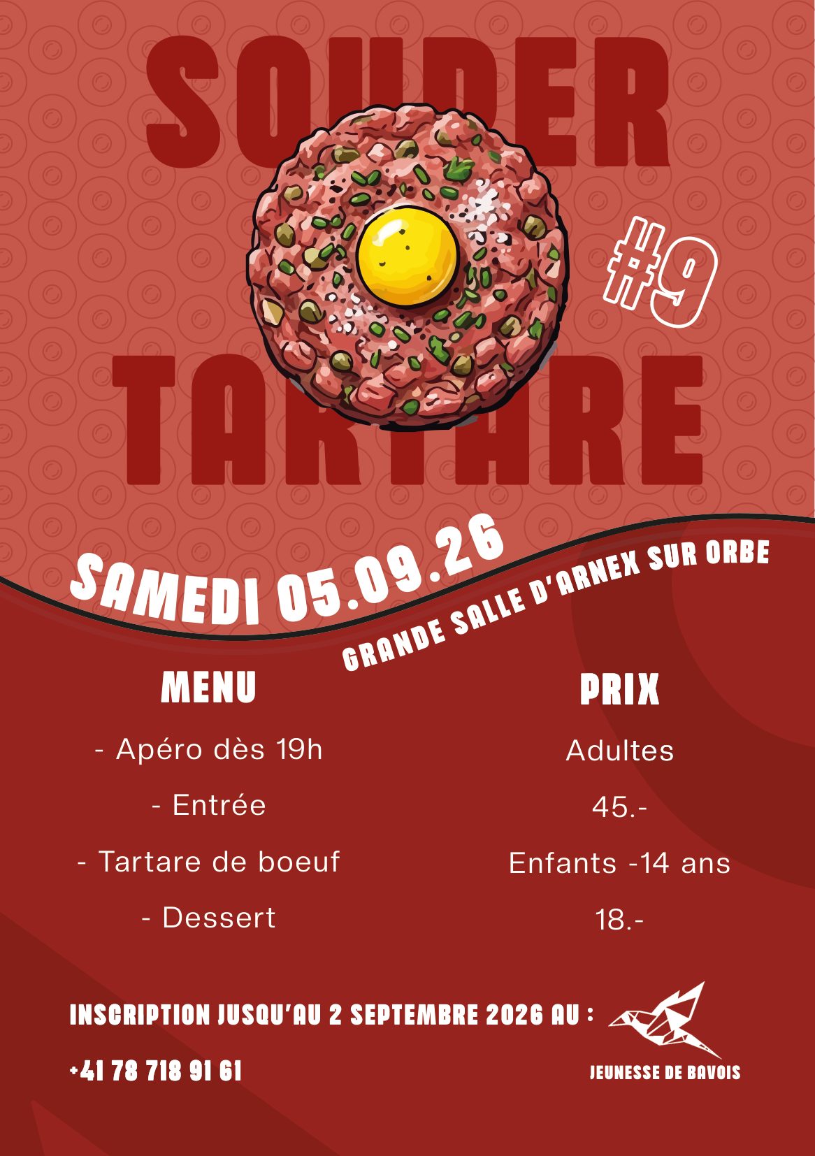 Flyer Souper Tartare #9 — Jeunesse de Bavois